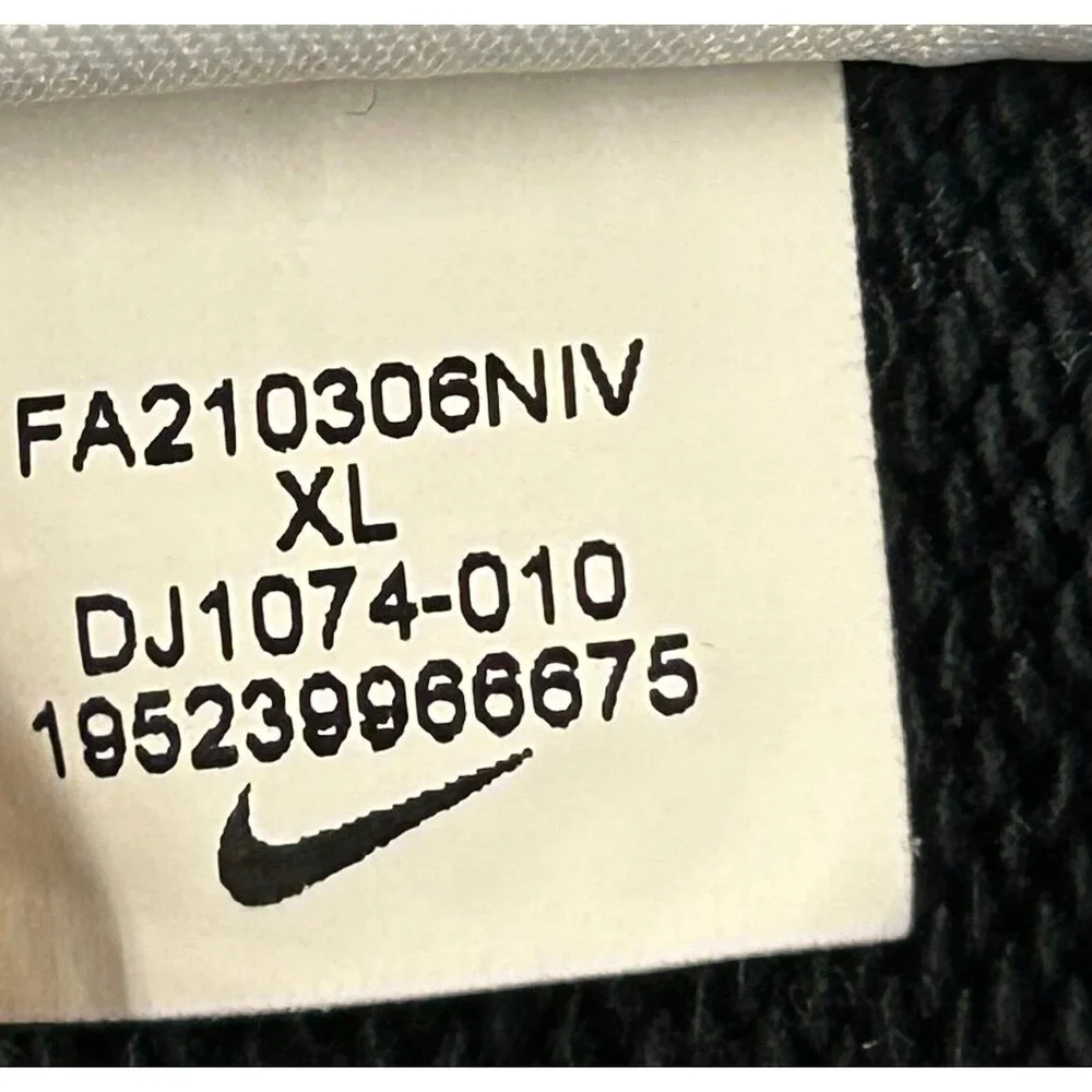 Nike Womens Oversized Cropped Black Hoodie Sweatshirt DJ1074-010 Red Swoosh XL